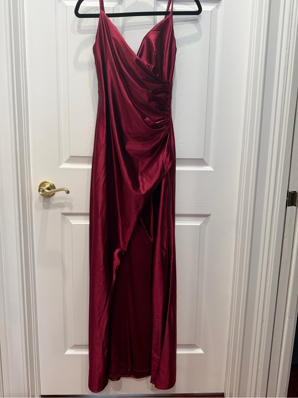 Francesca's Deep Wine Satin Slip Dress